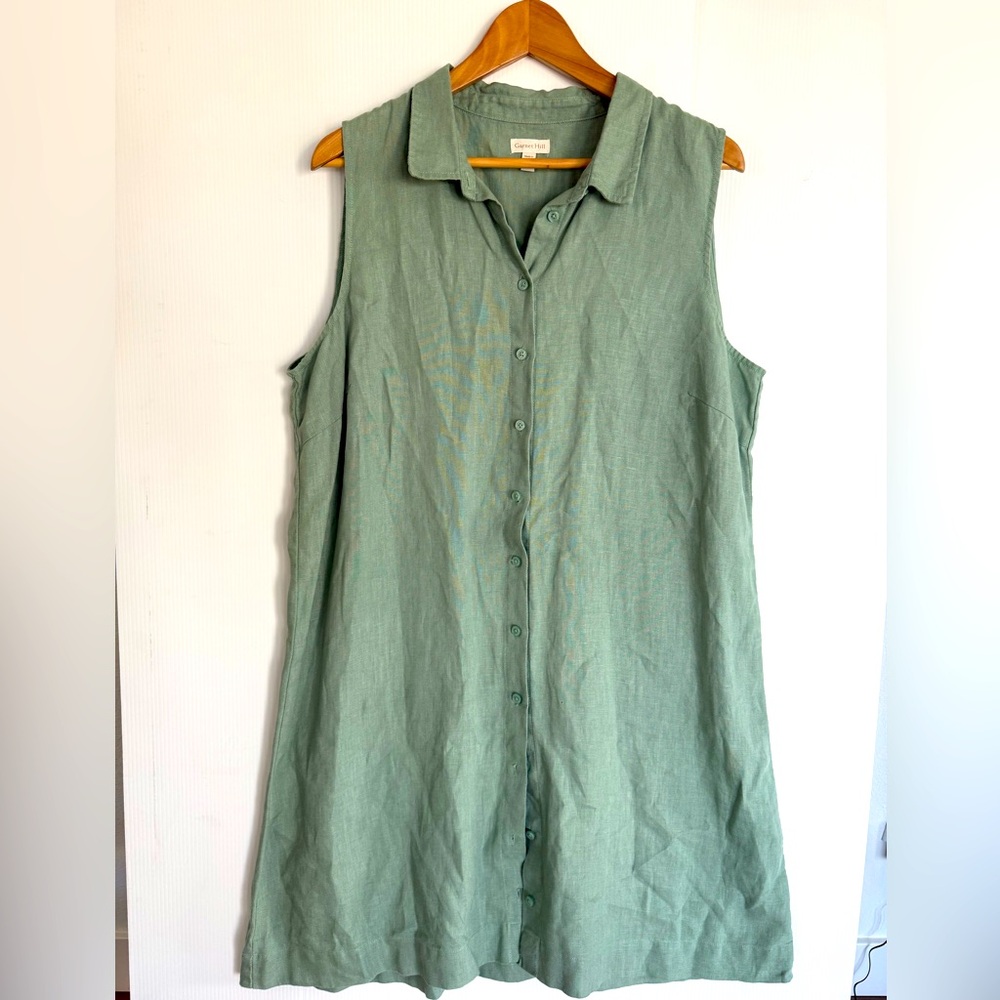 GARNET HILL Button-Down Linen Dress